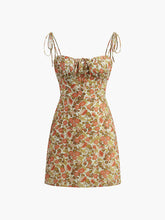 A-Linien-Kleid mit Blumenmuster und Bindeband vorne